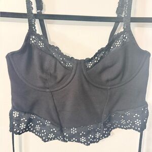 Elegant Black Lace Trim Bra